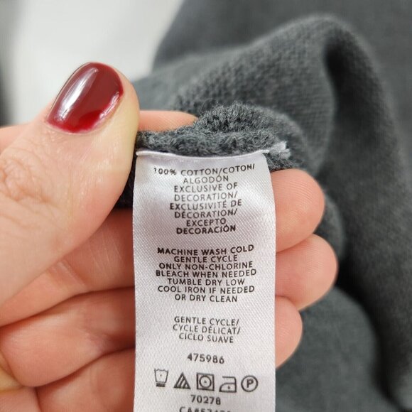 Ann Taylor LOFT Sweater Womens Small Gray Lightweight Cotton Floral Embroidered - Picture 8 of 9